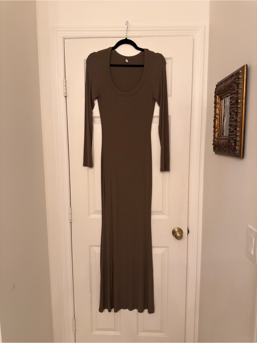 Sage Green Ribbed Fitted Dress
